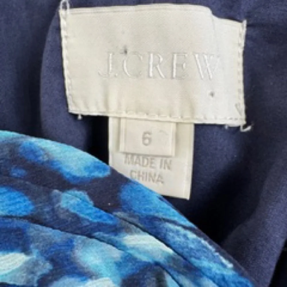 J Crew Marbella Watercolor Silk Chiffon Strapless Dress Blue Size 6 Lined